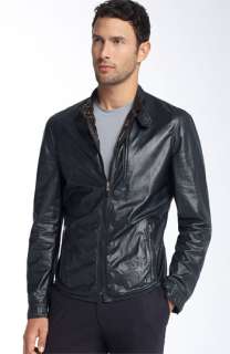 Armani Collezioni Reversible Nylon & Lambskin Leather Jacket 