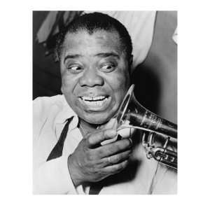 Louis Armstrong, African American Jazz Musician, with His Trademark 