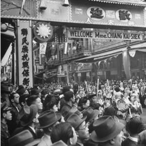  Gathering in the Streets of Chinatown to Welcome Madame Chiang Kai 