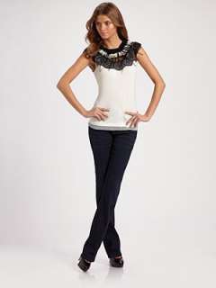 Elie Tahari   Feather And Lace Top    