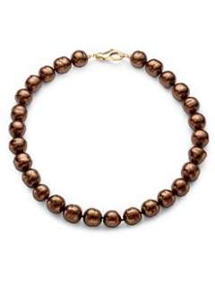 Majorica   14MM Chocolate Baroque Pearl 18K Gold Vermeil Strand 