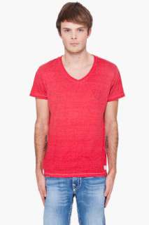 True Religion Red V neck T shirt for men  
