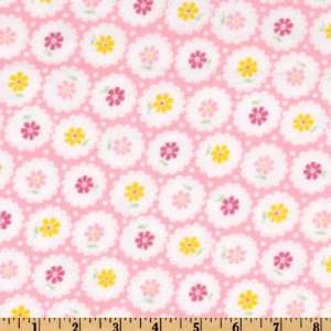 42 Wide Molly & Molly Cuddle Flannel Doilies Pink Fabric By The Yard 