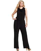 NEW MICHAEL Michael Kors Plus Size Jumpsuit, Sleeveless Belted Cowl 