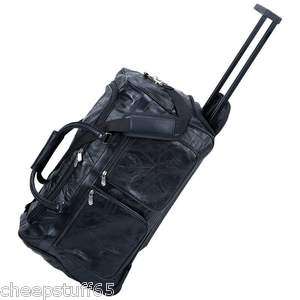 Embassy 21 Genuine Black Leather Trolley / Duffle Bag Travel Luggage 