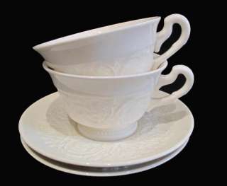 Wedgwood PATRICIAN Embossed Cups and Saucers ~Two ~ Circa 1940s 