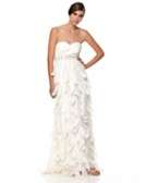   Sue Wong Long Strapless Feather Gown  