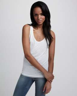 Scoop Neckline Linen Tank  