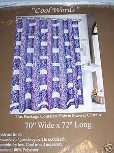 SHOWER CURTAIN FABRIC COOL WORDS EXOTIC ANIMAL PURPLE  