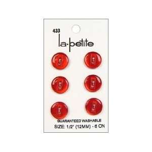  LaPetite Buttons 1/2 2 Hole Red 6pc 