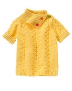 Gymboree NWT Fall For Autumn Flower button cable sweater Yellow Girls 