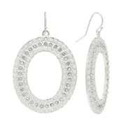 daisy fuentes Silver Tone Bead and Simulated Crystal Oval Hoop Drop 