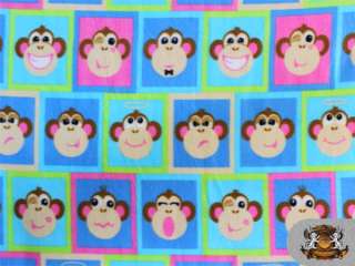 FLEECE PRINTED *MONKEY FACE* / FABRIC BY THE YARD  