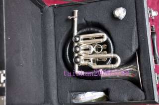   silver nickel Bb tone Post Horn ( piccolo french) with case  