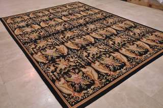 9x12 FRENCH AUBUSSON RUG SAVONERRIE BLACK GOLD TAPESTRY  