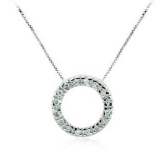 925 Silver CZ Circle of Friendship Necklace, 18 Inches  