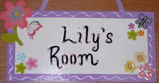   CUSTOM WOOD DOOR ROOM NAME SIGNS DECOR FLOWER GARDEN INSECTS  