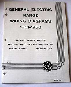 Vintage GE General Electric Range Wiring Diagrams 1951 1956 Stoves 