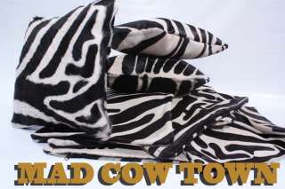 New Cowhide Pillow Print Zebra Cow Hide Cowskin Skin Leather Cover 