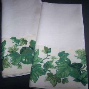 Set of 2 Green Ivy Floral Kitchen Huck Tea Towels  