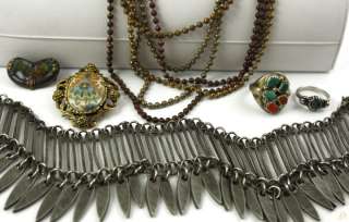 METAL COSTUME JEWELRY COLLECTION NECKLACES, PINS, RING  