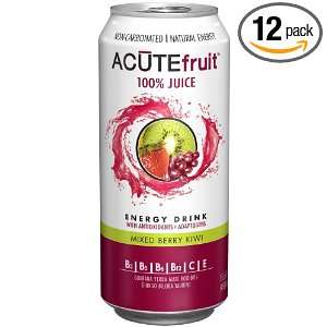 ACUTEfruit Energy Drink, 100% Juice, Mixed Berry Kiwi, 15.5 Ounce Cans 
