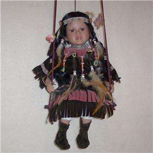 Little Snowflake Cathay Porcelain Indian Doll on Swing 808578164359 