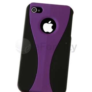 Purple Rubber Hard Case+Anti Glare Film for Sprint Verizon AT&T iPhone 