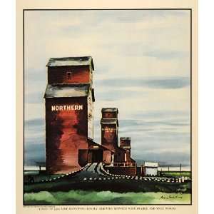1938 Northern Grain Elevators Canada Allen Saalburg   Original Print