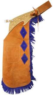 FANCY WESTERN SUEDE LEATHER HORSE SADDLE X LARGE CHINKS CHAPS GYMKAHNA 