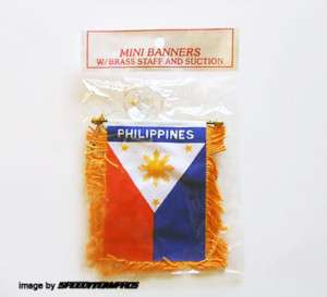 PHILIPPINES FLAG DOUBLE REAR VIEW MIRROR MINI BANNER  