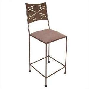   Bar Stool with Arms Finish Aged Iron, Fabric Safari