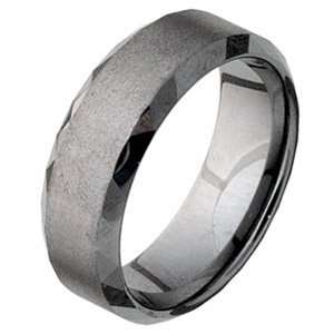   Tungsten Band with Facets and Stone Finish/Tungsten Carbide Jewelry