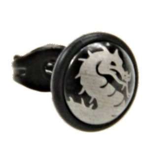 FAKE PLUG ANODIZED EARRING WITH DRAGON 18g/1.0mm   Sold As A Pair
