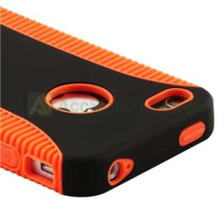 Hybrid Black/Orange Hard/Rubber Skin Case Cover+Anti Glare Guard for 