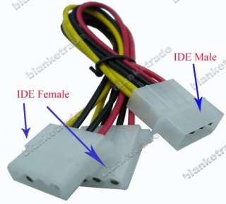 4Pin IDE Male to 2×IDE Female Extension HDD Power Cable  