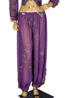 Gorgeous Hand Crafted beaded 5 PC set Purple Belly dance Top (Choli or 