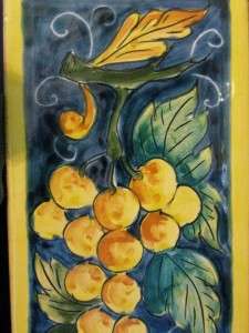 DERUTA ITALY Italian Pottery TUSCAN GRAPES Terracotta Wall Tile FIRST 