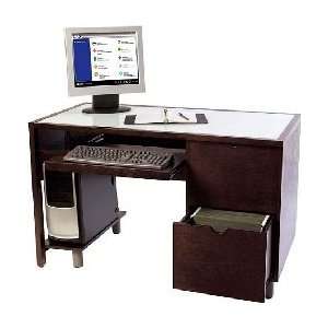  Espresso Frosted Glass Opala Computer Desk with CPU Stand 