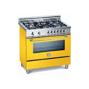 Bertazzoni Yellow 36 Five Burner Gas Range  Kitchen 