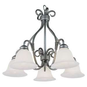  Trans Globe 5 Light Down Chandelier with White Marble Glass 