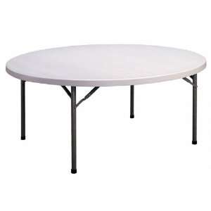  Lightweight Plastic Folding Table 72 Round Gray Granite 