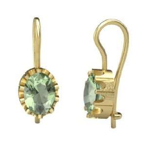   Keep Earrings, Oval Green Amethyst 14K Yellow Gold Earrings Jewelry