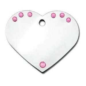 Quick Tag Large Pink Crystal Chrome Heart Personalized Engraved Pet ID 