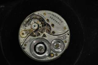 VINTAGE 16 SIZE ILLINOIS CENTRAL 21J POCKET WATCH MOVEMENT FOR REPAIRS 