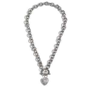  G by GUESS Rhinestone Heart Toggle Necklace, SILVER 