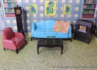   Vintage Dollhouse Furniture CLASSIC FULL LIVING ROOM SET 3/4  