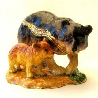   Box, Brown Bear Pill Box, Mother and Child Jewelry Trinket Box Limited