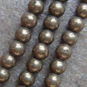 L0283 Natural Pyrite Stone Round Loose Beads 3mm  