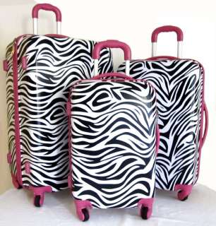 Pc Luggage Set Hard Rolling 4 Wheels Spinner Upright Travel Zebra 